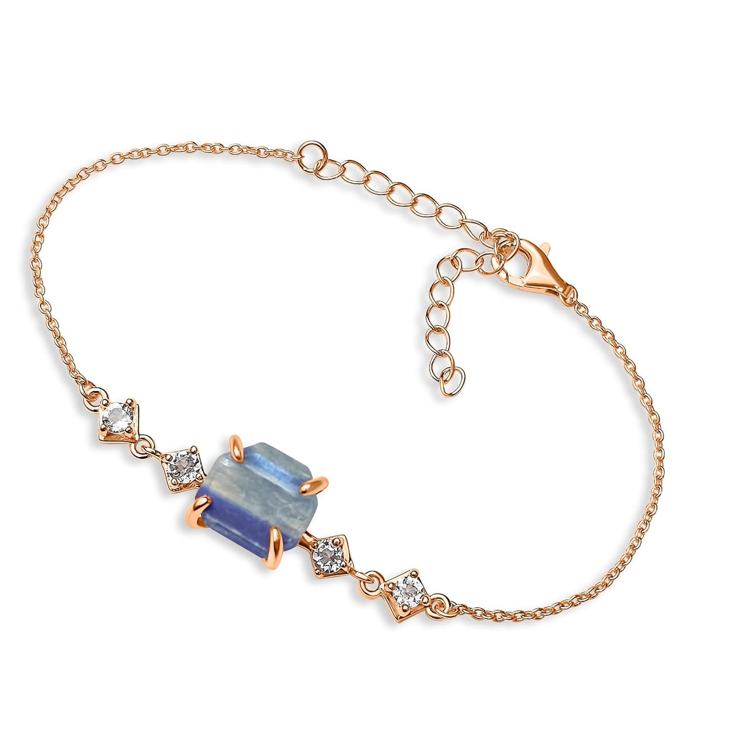 Raw Kyanite Crystal Chain Bracelet for Birthstone Gift Ideas