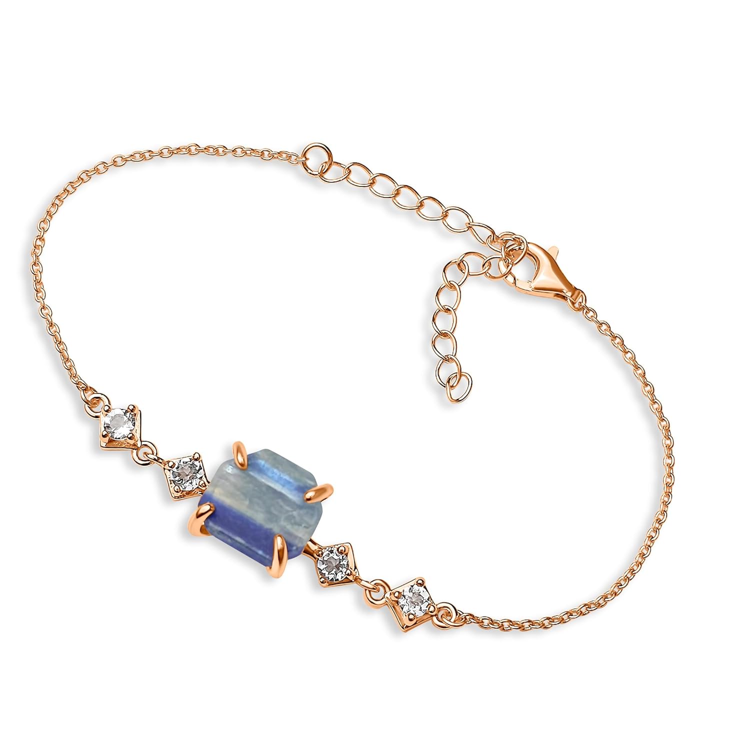 Raw Kyanite Crystal Chain Bracelet for Birthstone Gift Ideas