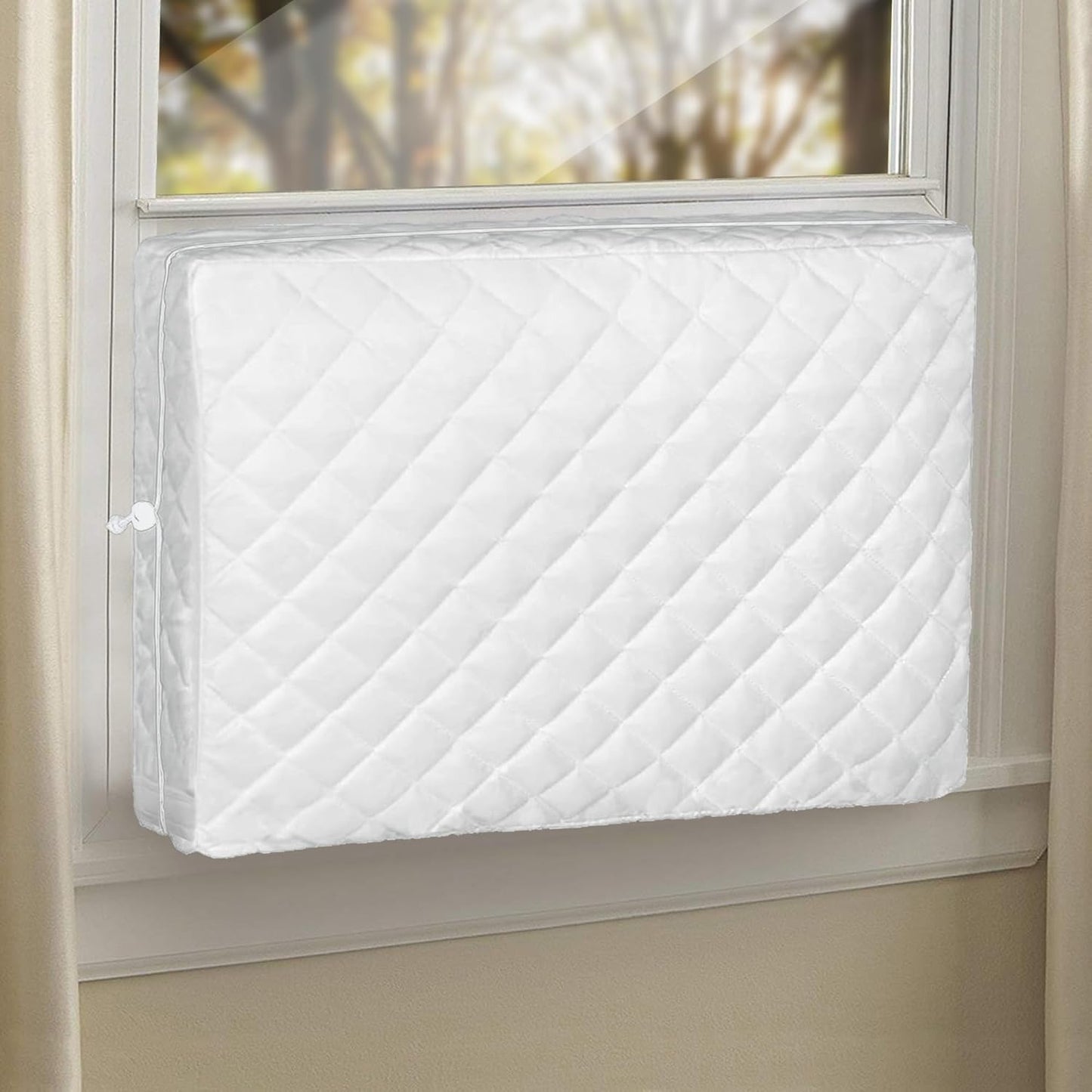 XL Beige Indoor Window AC Cover - Winterproof Protection