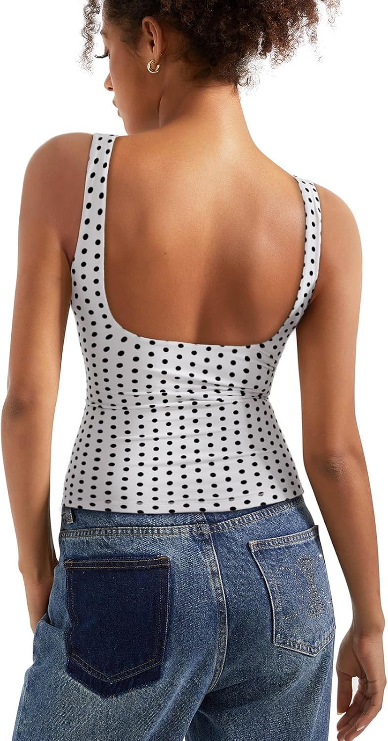 Padded Open Back Boat Neck Tank Tops for Women - Stylish & Soft
