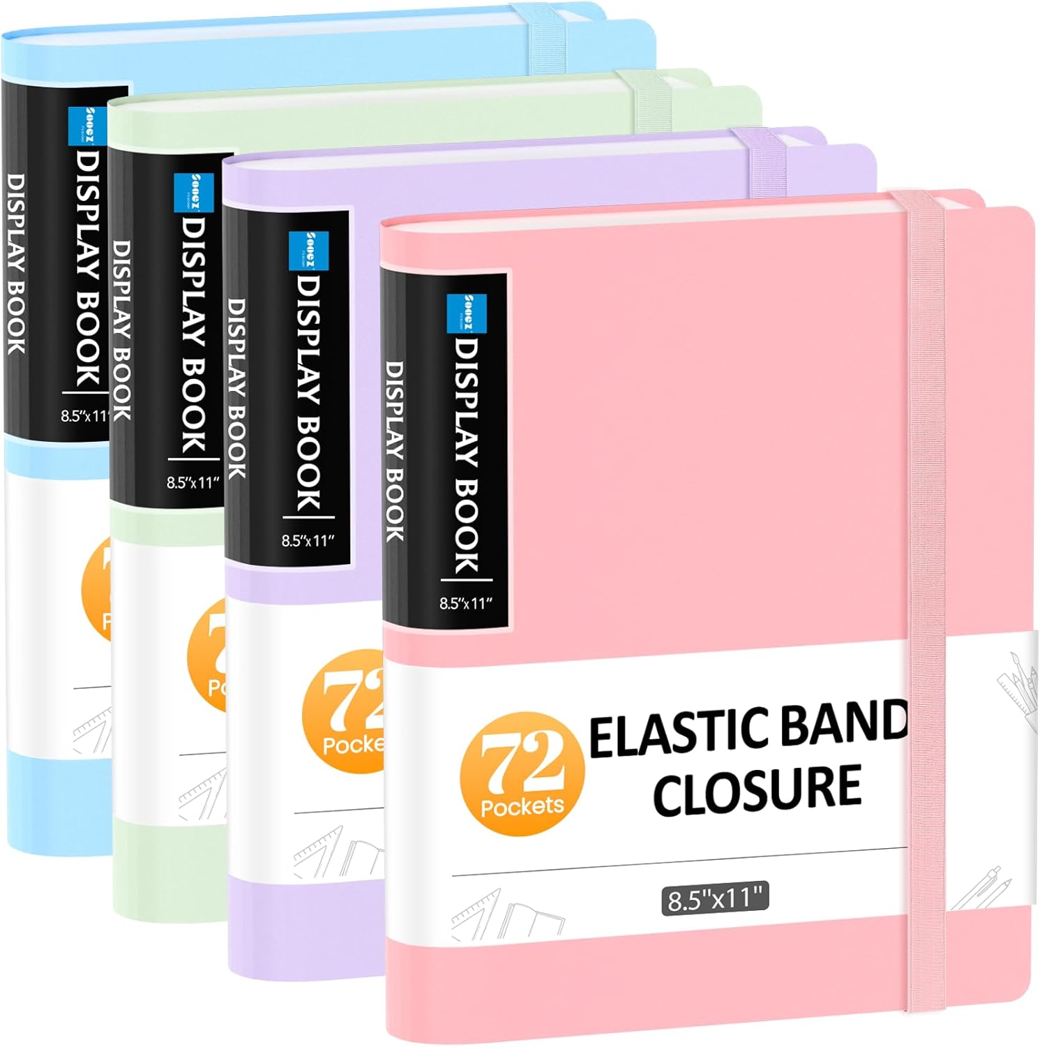 Sooez 4 Pack 72 Pocket Binder for Art Portfolio Display