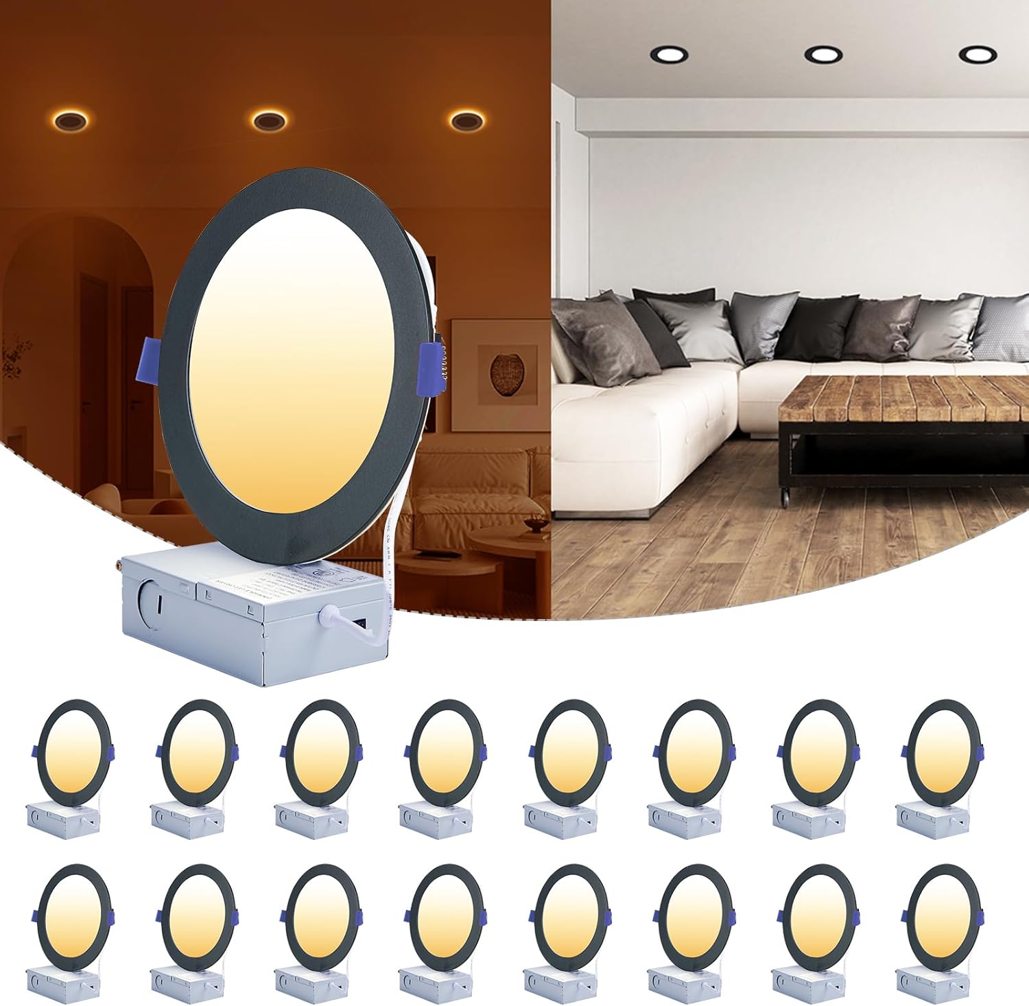 Black Recessed Lights 6 Inch with Night Light for Any Space