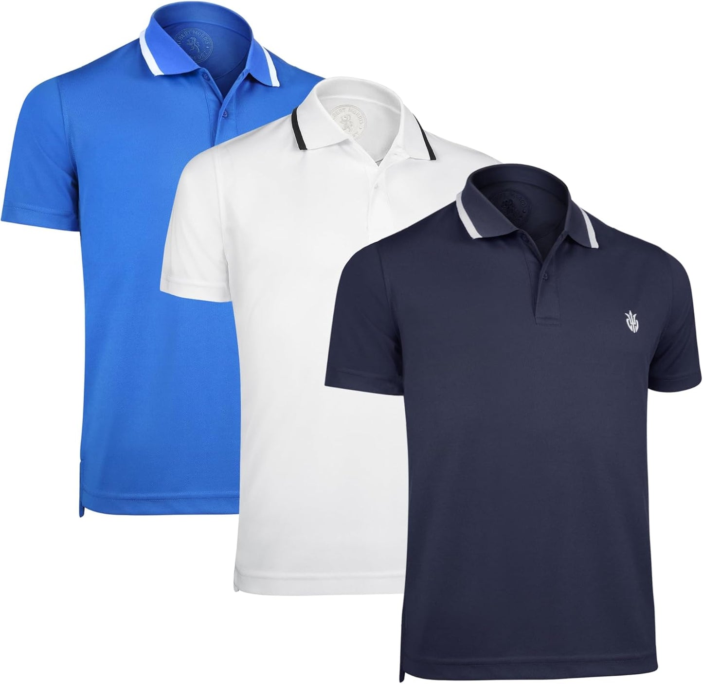 Stylish Albert Morris Mens Striped Polo Shirts 4 Pack for Comfort