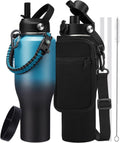 40 oz Insulated Water Bottle with Straw for Car Cup Holder