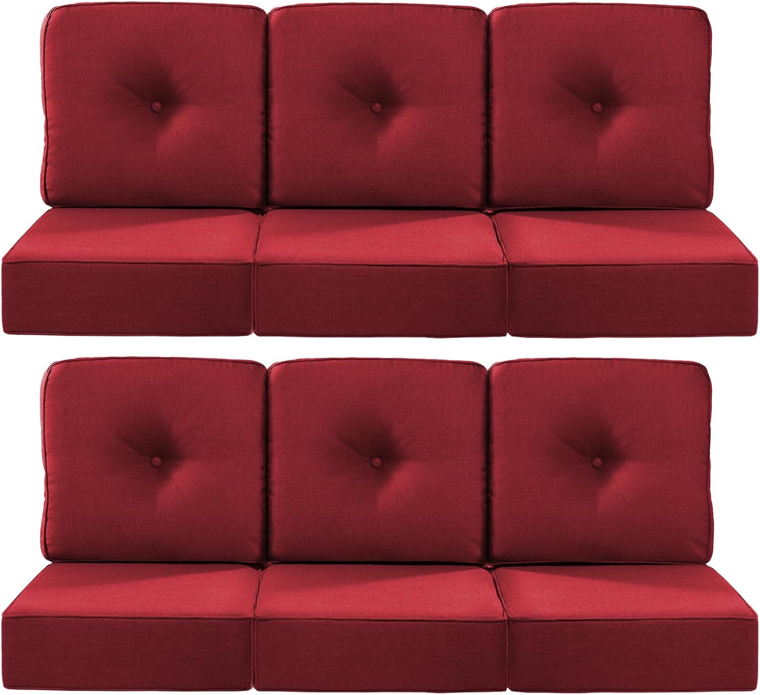 Luxury 22x24/22x25 Outdoor Deep Seat Cushions Set of 6 Red