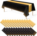 Black Gold Dot Tablecloth and Gold Satin Runner Set - Party