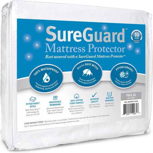 SureGuard Full Extra Long Mattress Protector - 100% Waterproof