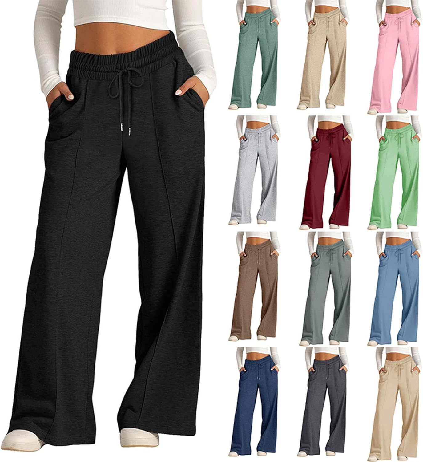 Comfy Wide Leg Lounge Sweatpants - PETCDIM