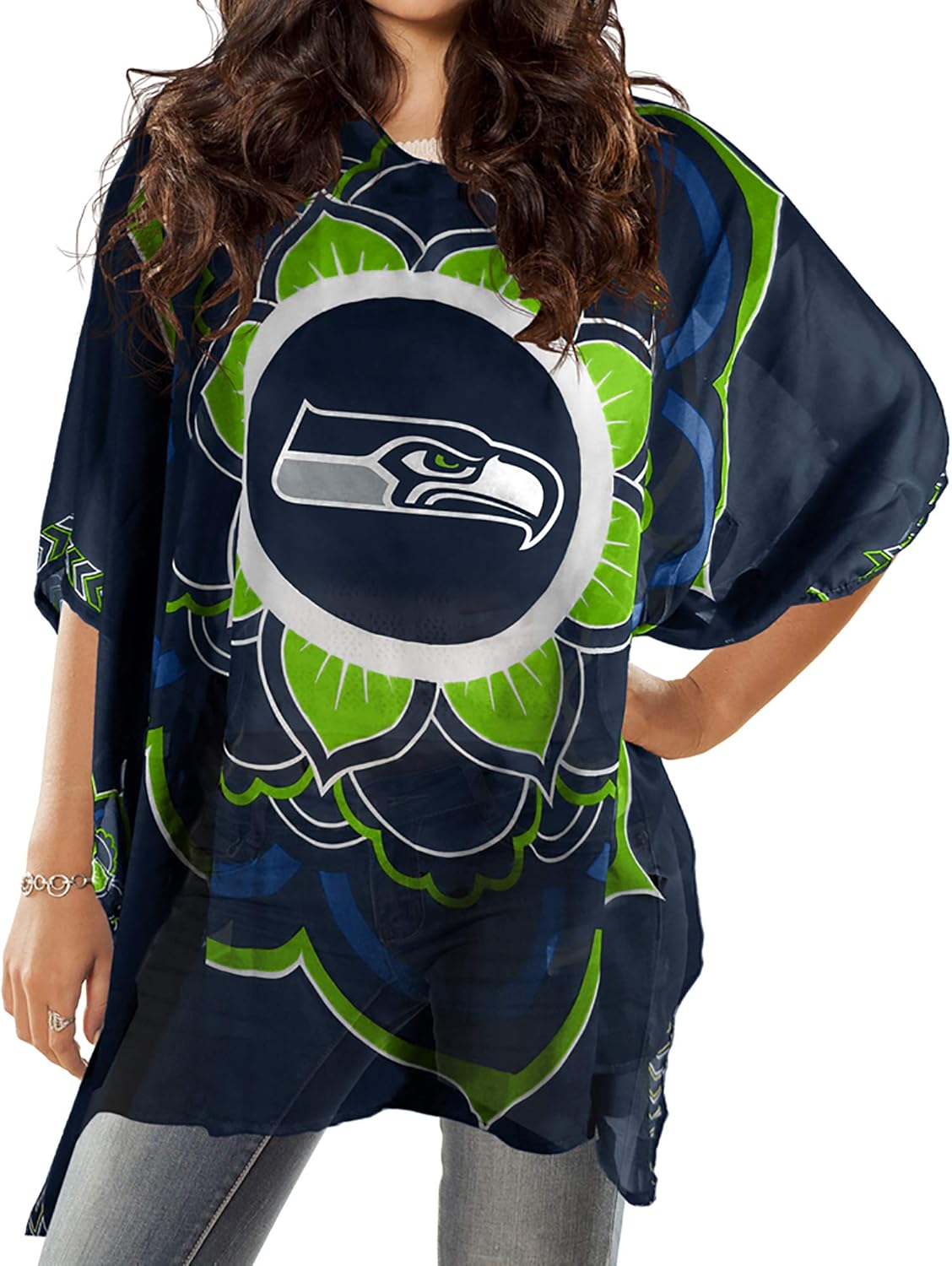 NFL Sheer Caftan With Flower Design for Game Day Style
