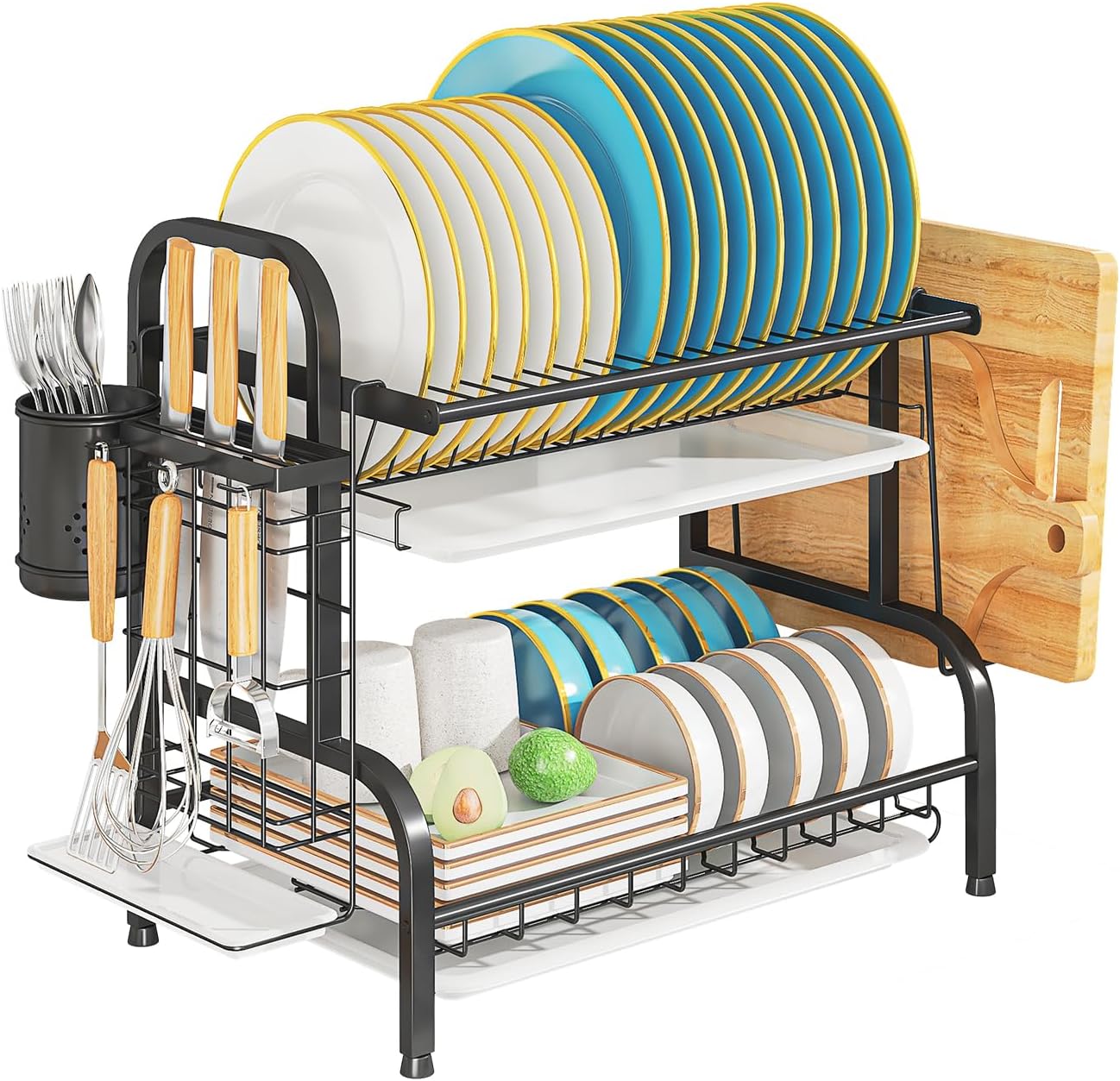 2-Tier Stainless Steel Dish Drying Rack for Space-Saving Kitchen