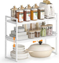 Expandable Kitchen Countertop Organizer - Space-Saving 2-Tier Shelf