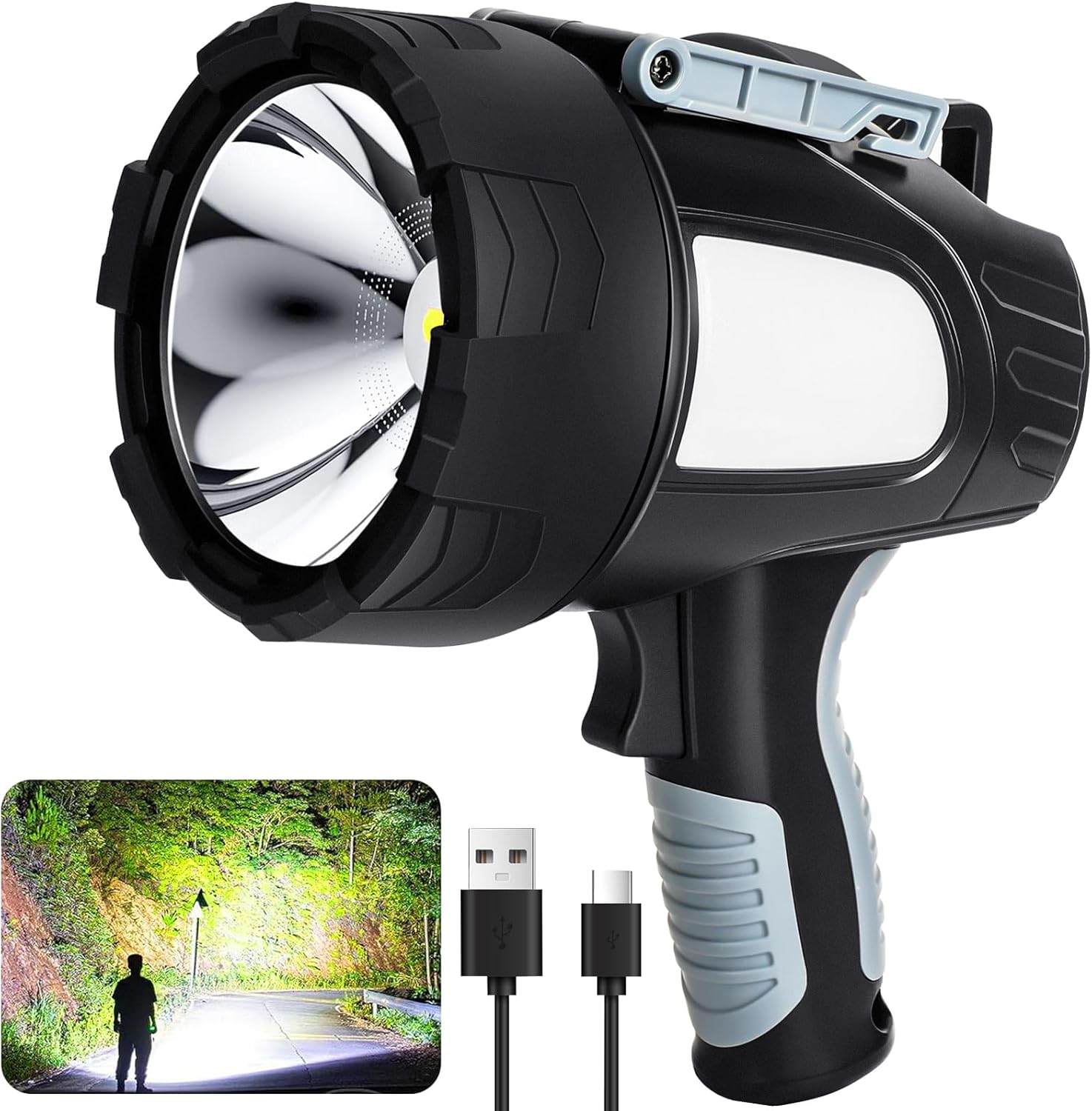 99,000 Lumen Rechargeable Spotlight Flashlight with Tripod