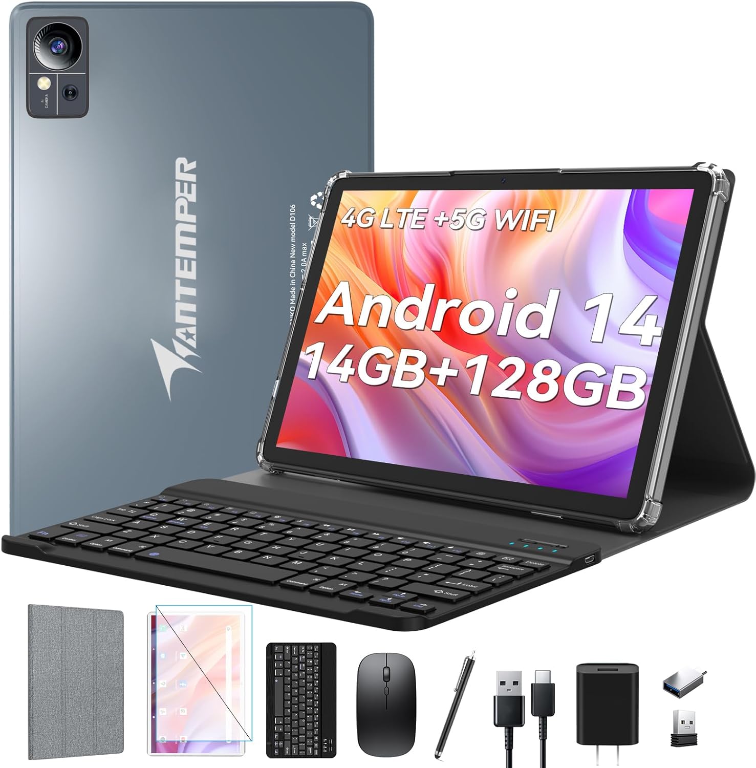 ANTEMPER 2025 Android 14 Tablet 10 inch with 4G Cellular and More