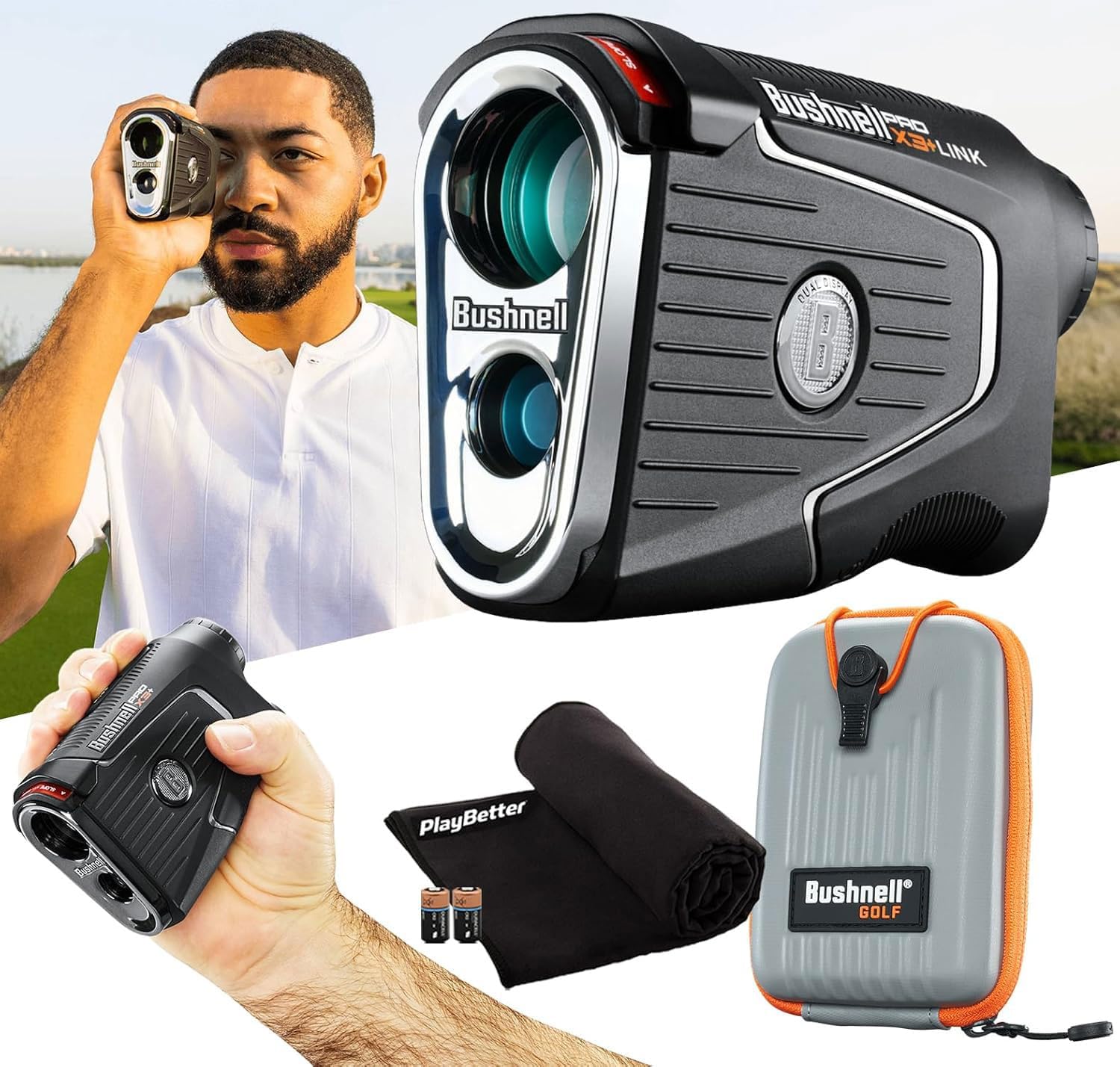 Bushnell Pro X3+ Golf Rangefinder Bundle - Wind & Slope Tech