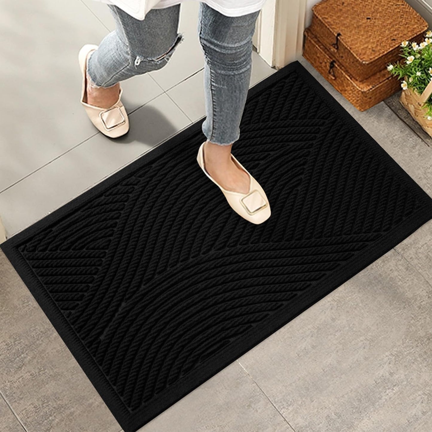 Sturdy Front Door Mat for Indoor Outdoor Use, Non-Slip Design