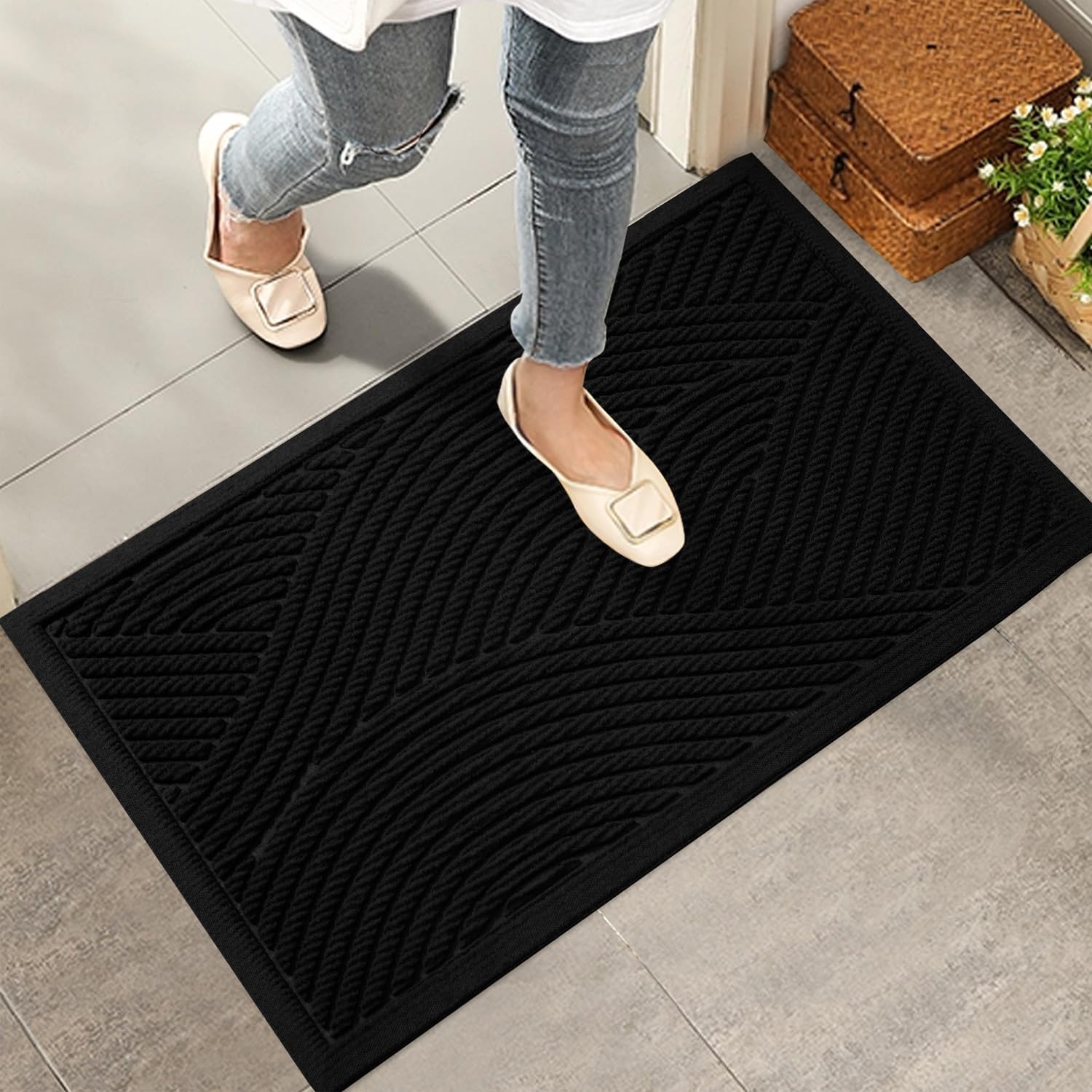 Sturdy Front Door Mat for Indoor Outdoor Use, Non-Slip Design