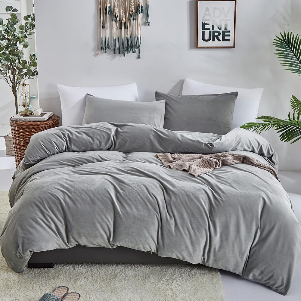 Grey Fluffy King Size Comforter Set for Cozy Bedding Experience