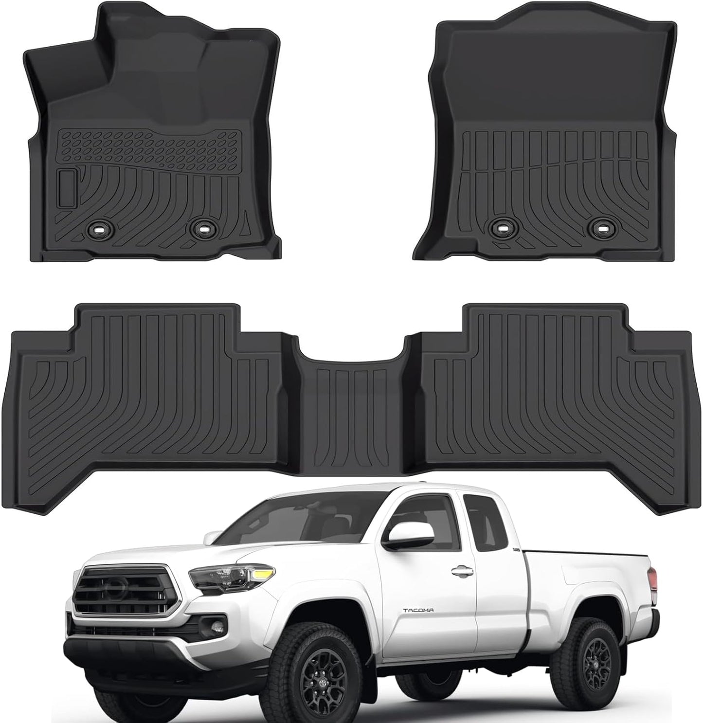 All Weather Custom Fit Rubber Mats for 2018-2023 Toyota Tacoma