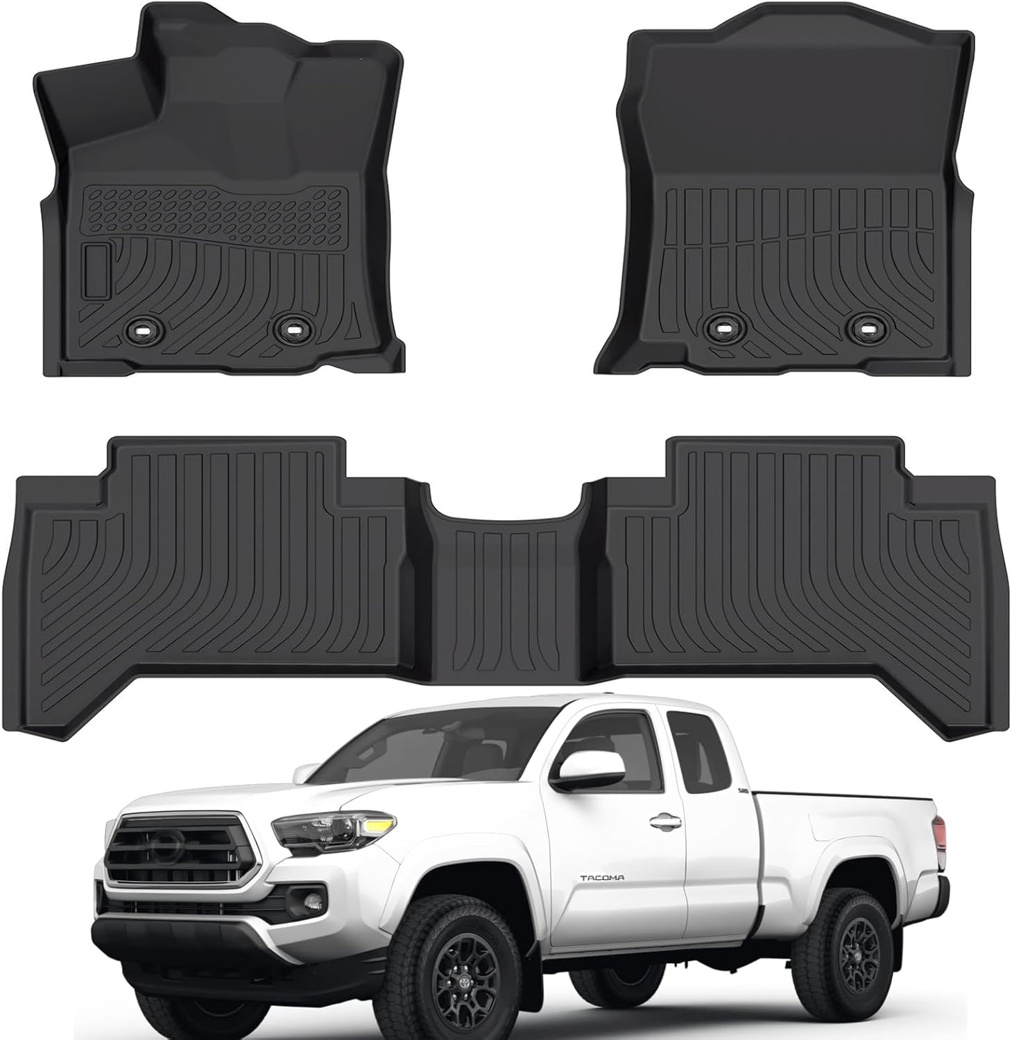 All Weather Custom Fit Rubber Mats for 2018-2023 Toyota Tacoma