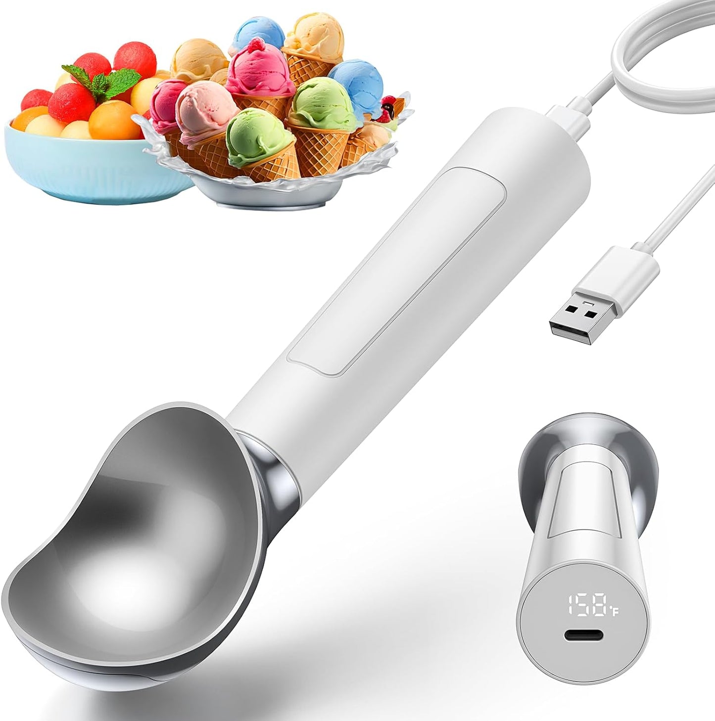 Heated Ice Cream Scoop for Effortless Scooping of Hard Ice Cream