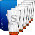 Personalized Beer Glasses Set of 6 Engraved 16oz Pint Glasses - Custom