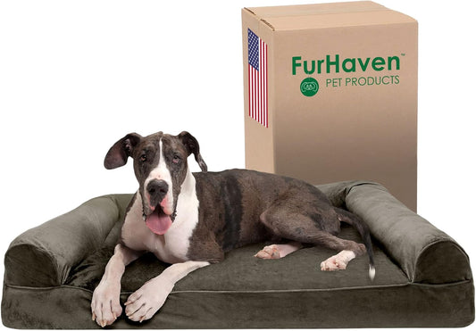 Furhaven Memory Foam Dog Bed for Large Dogs with Bolsters
