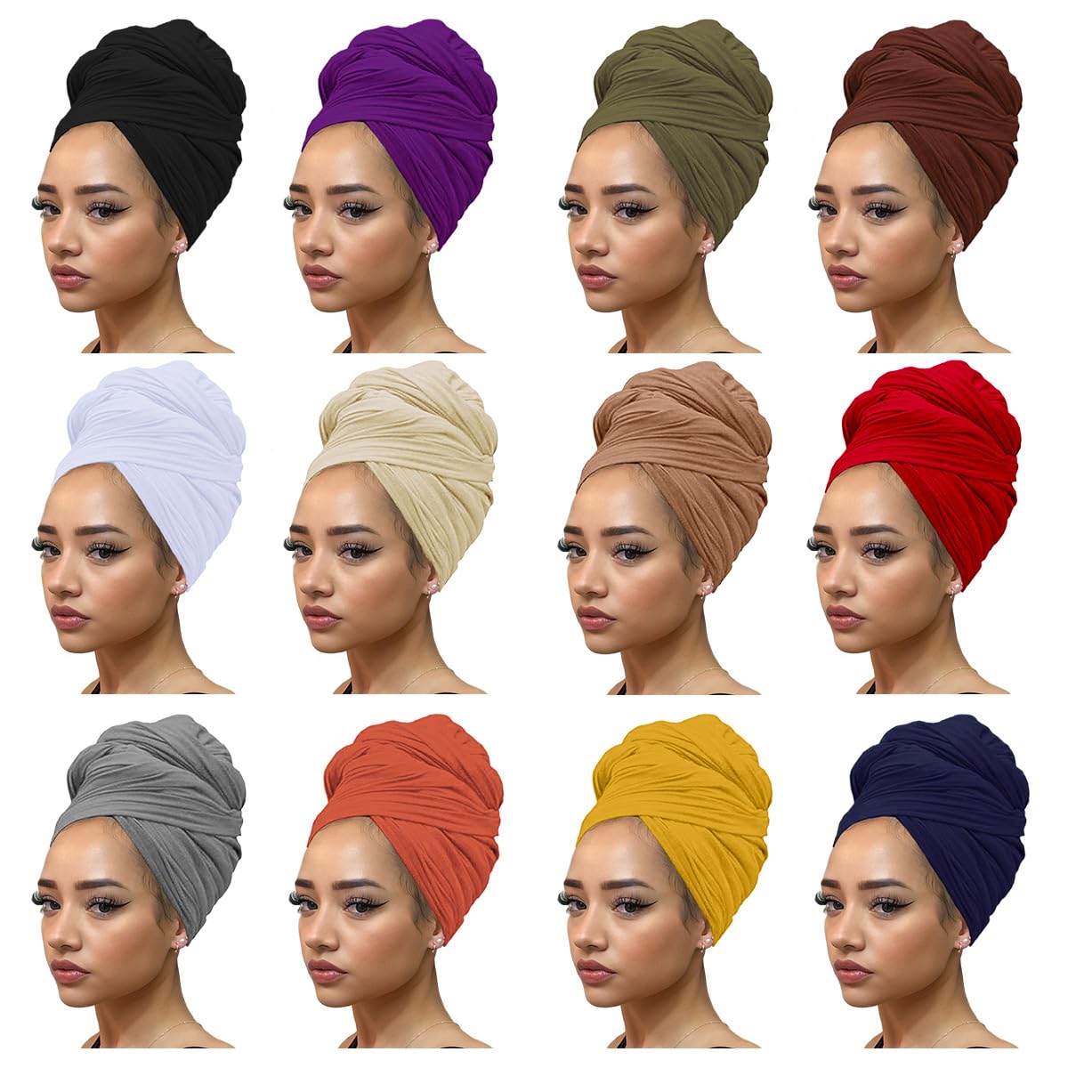 Kachanaa 12 Pieces Stretch Head Scarfs for Women - Soft & Stylish