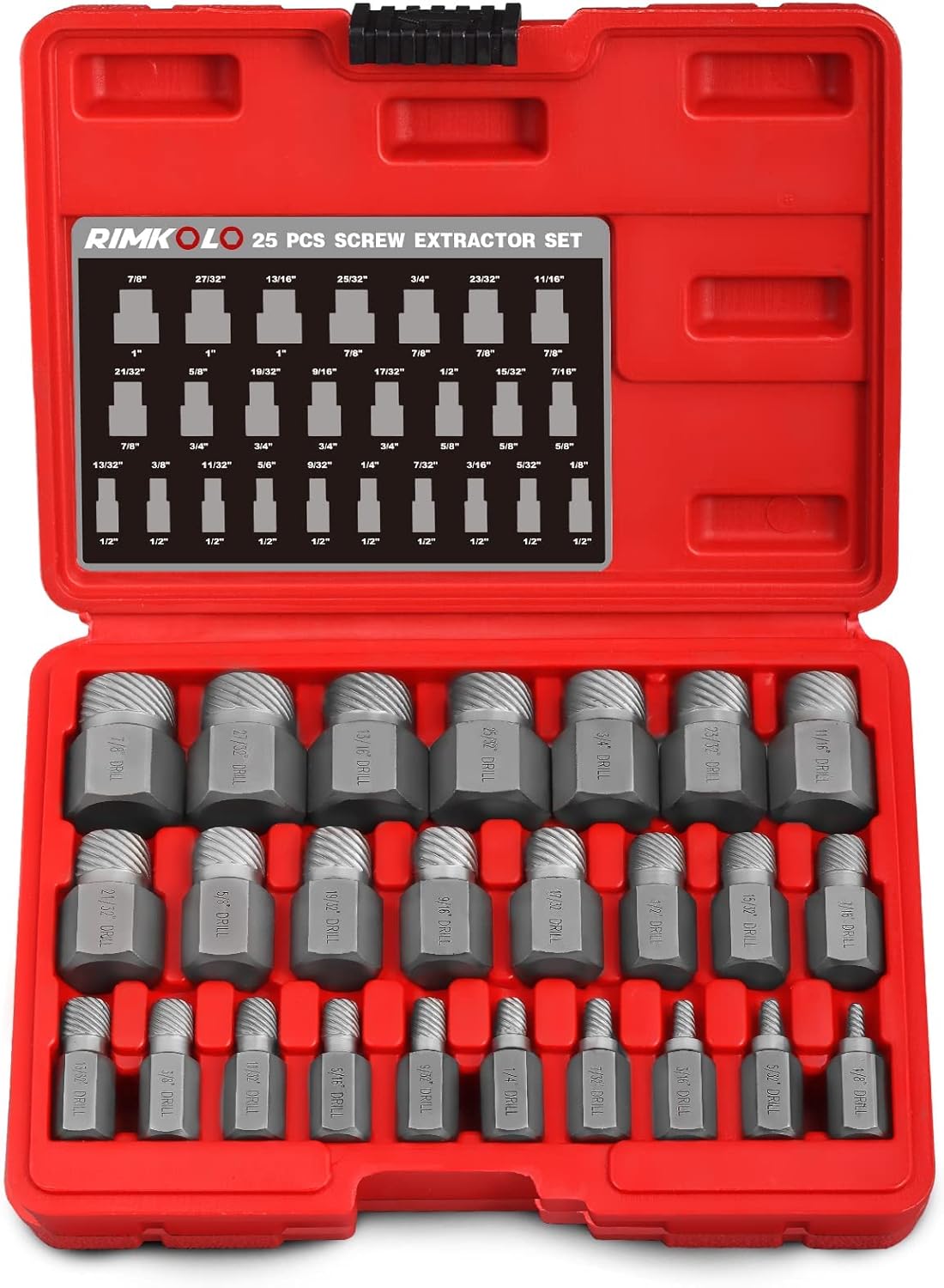 25-Piece Screw Extractor Set for Broken Bolts and Studs