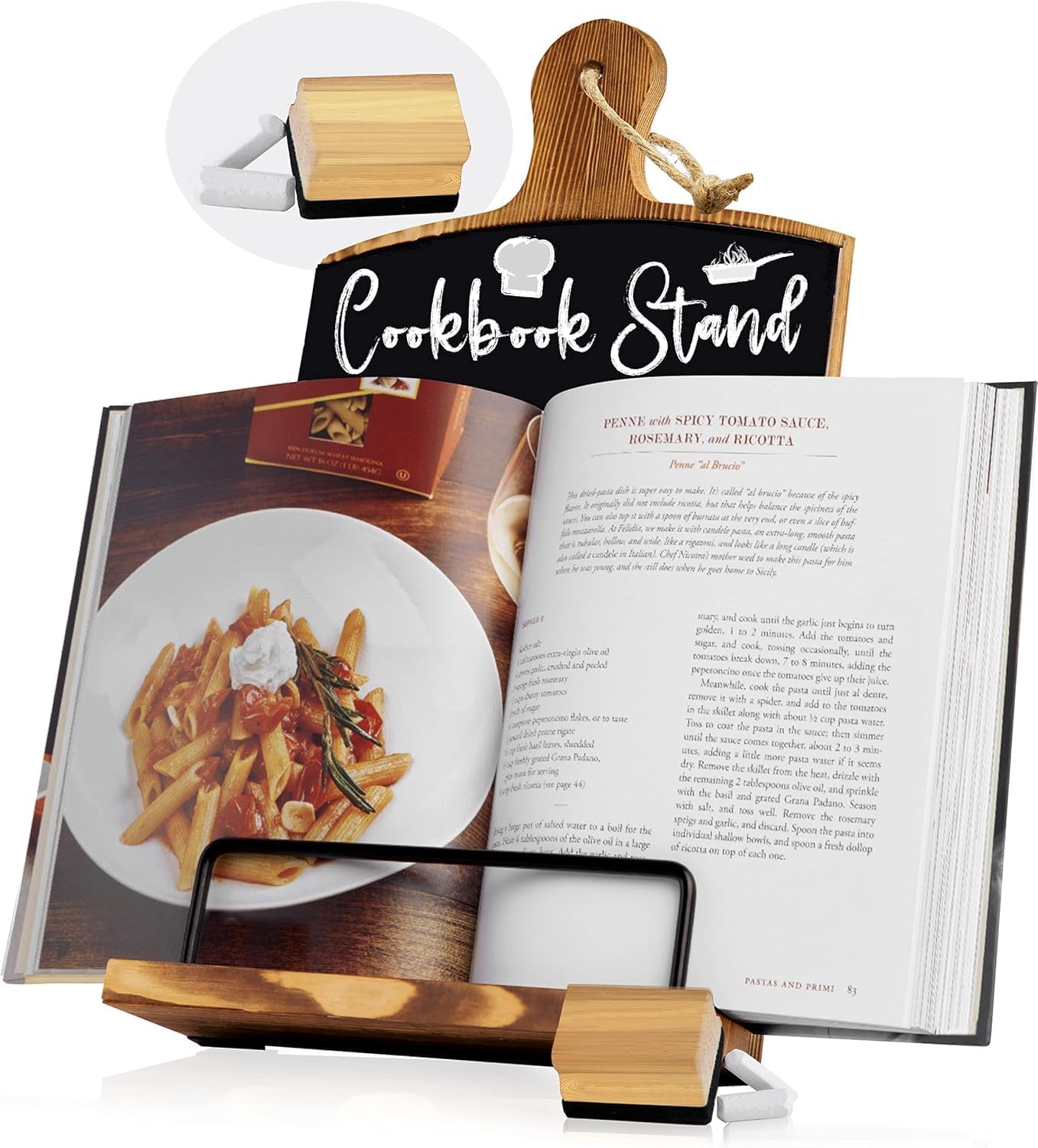 Willow & Croft Premium Cookbook Stand for Rustic Kitchen Decor