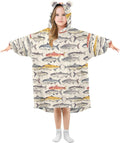 CHIFIGNO Fish Wearable Hoodie Blanket for Kids - Cozy Winter Cover