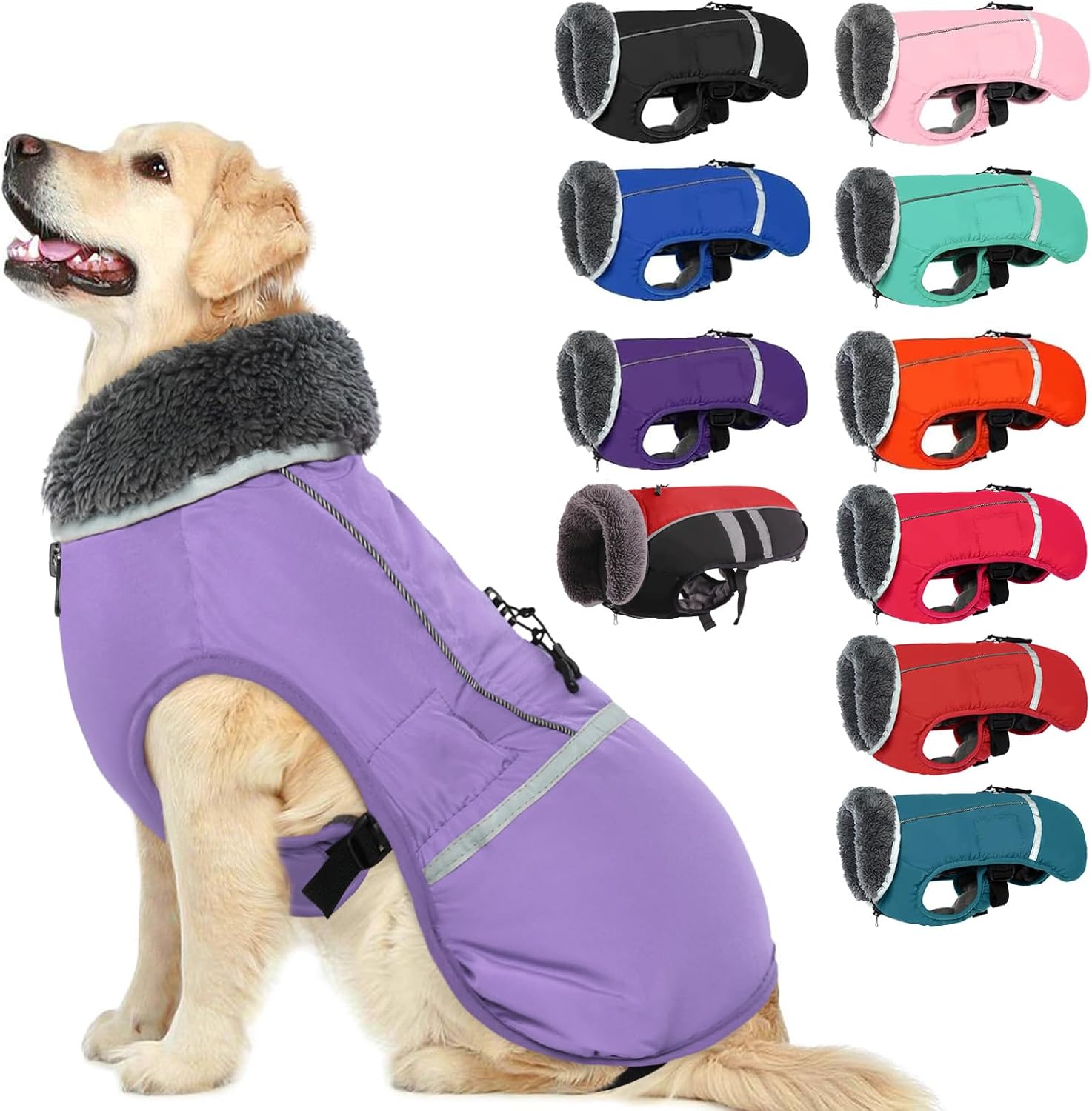 QBLEEV Warm Dog Coat Reflective Winter Jacket for Cold Weather
