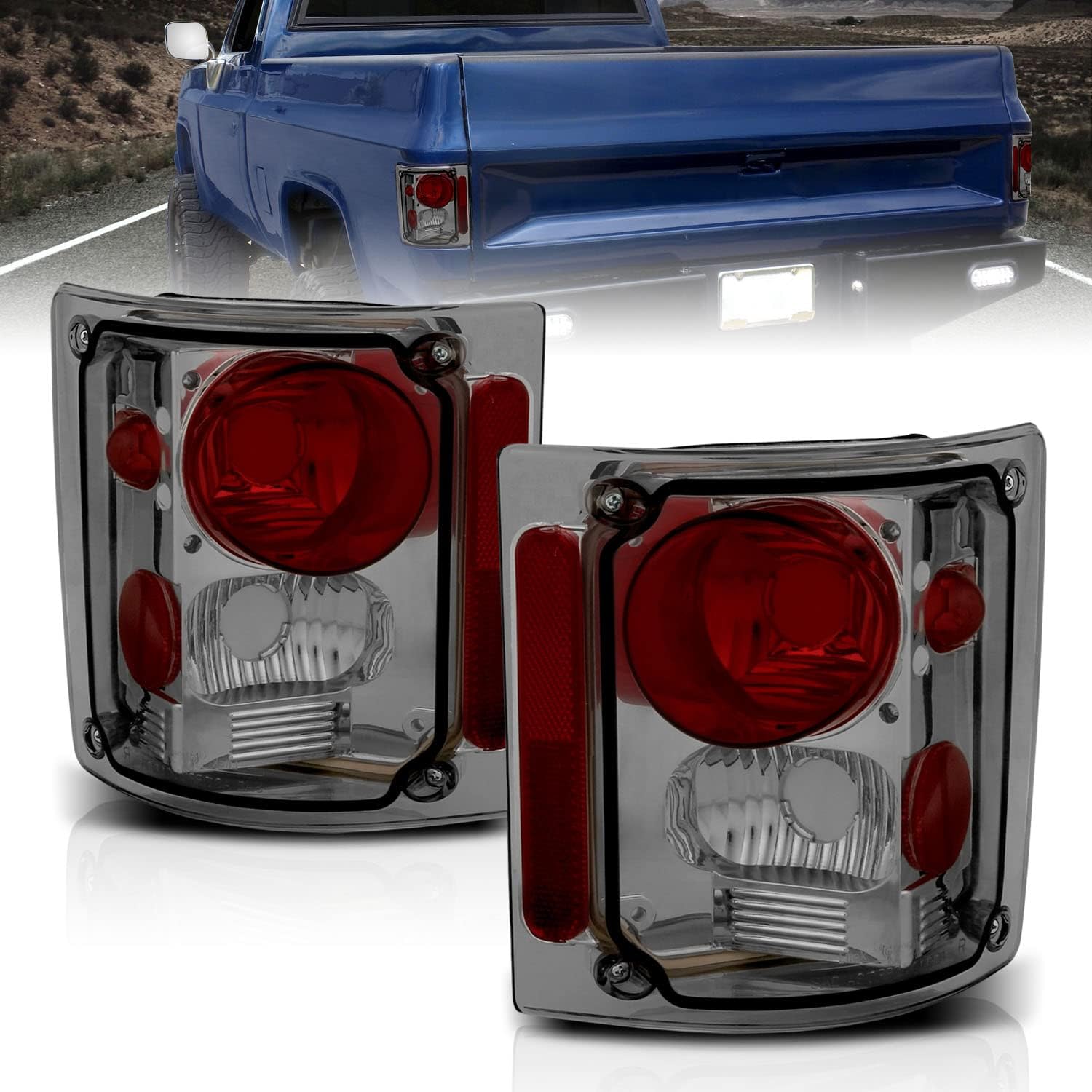 AmeriLite Smoke Replacement Brake Tail Lights for Chevy GMC