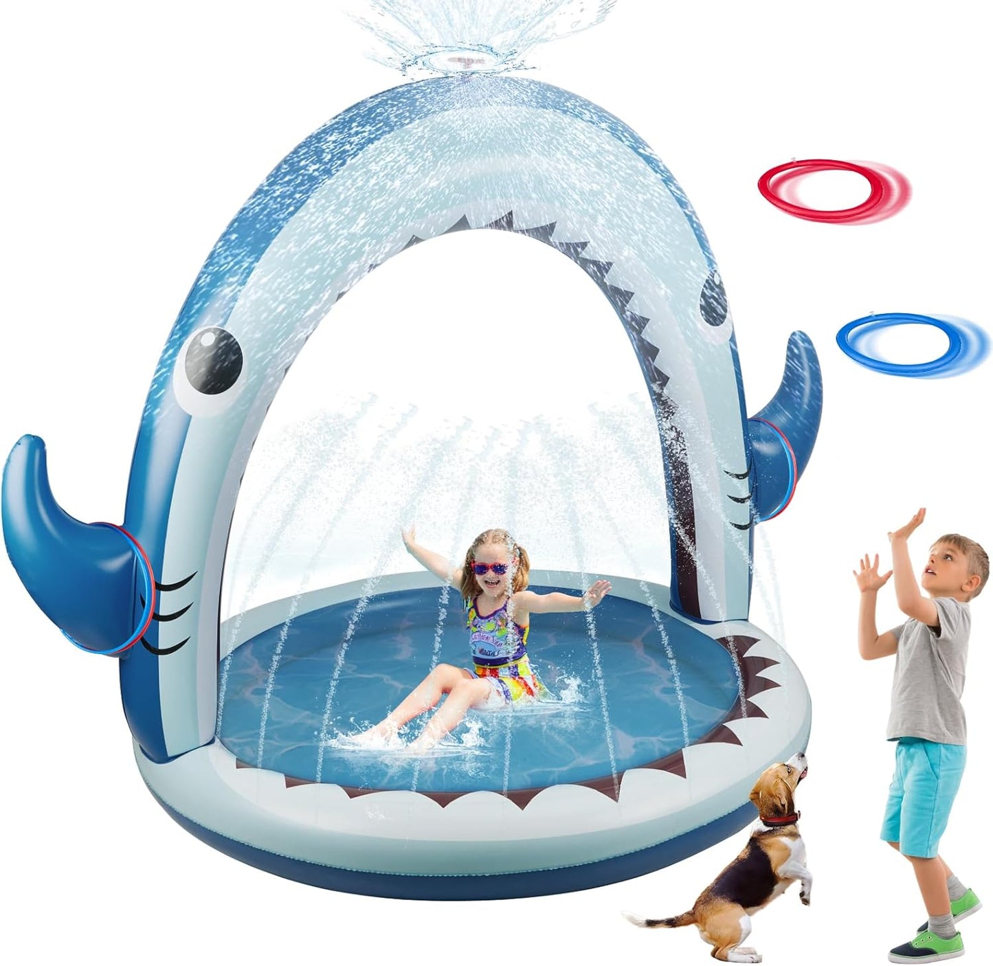Giant Shark Sprinkler for Kids - Inflatable Water Fun Toy