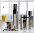 Stainless Steel Canister Set with Glass Window - Airtight Food Storage