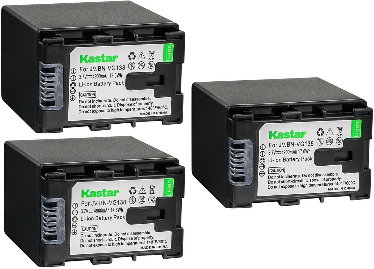 Kastar BN-VG138 Battery 3-Pack for JVC GZ-MS230 Series Cameras