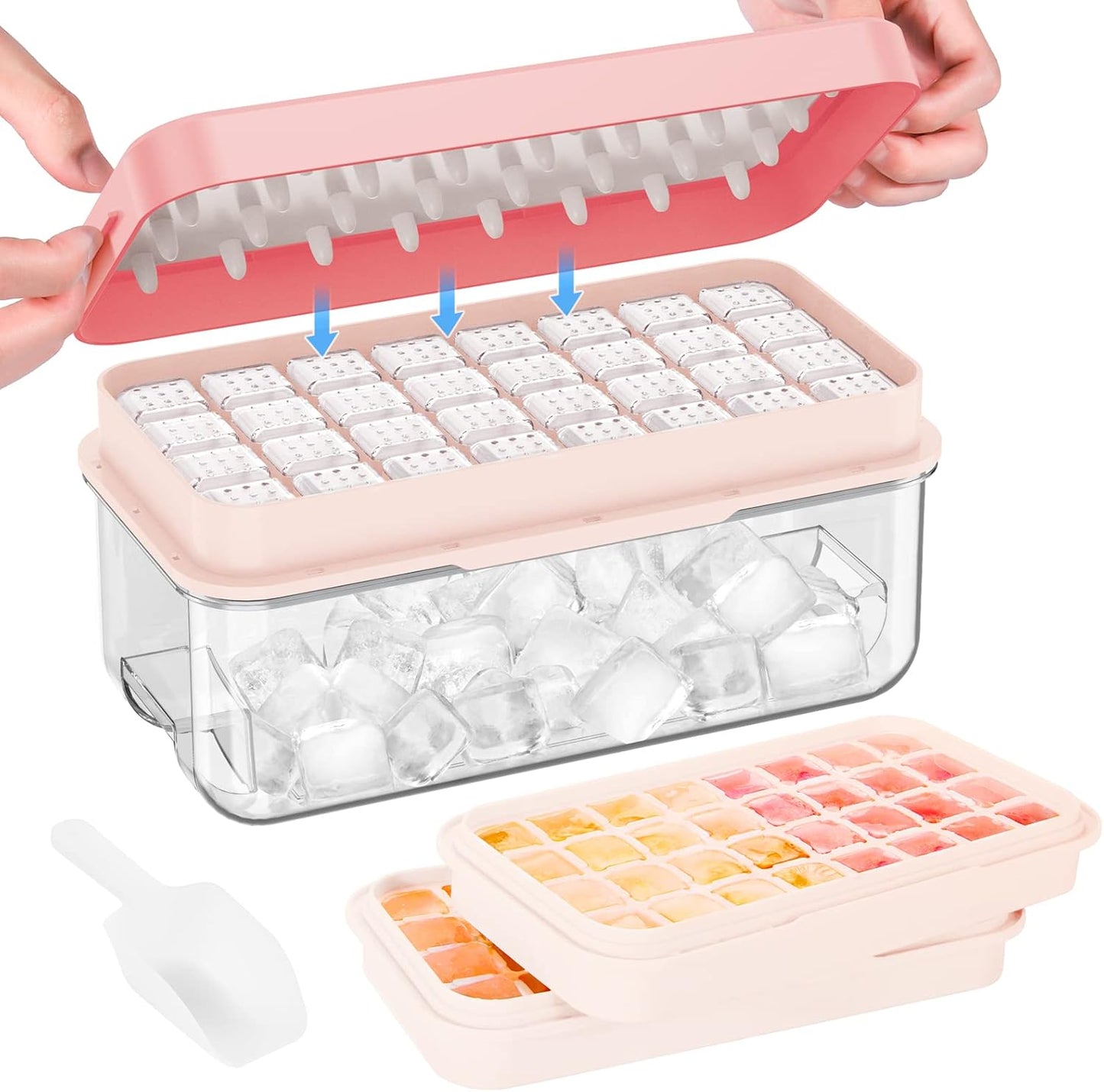PHINOX Flexible Ice Cube Tray Set - Make 64 Ice Cubes Easily
