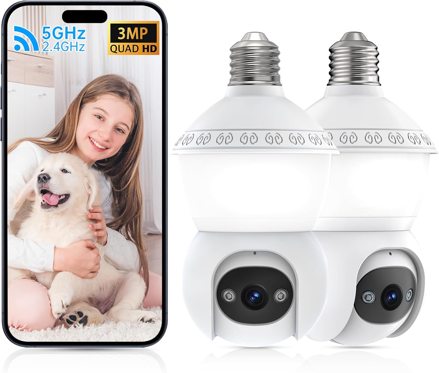 Smart Light Bulb Security Camera with Night Vision and Audio