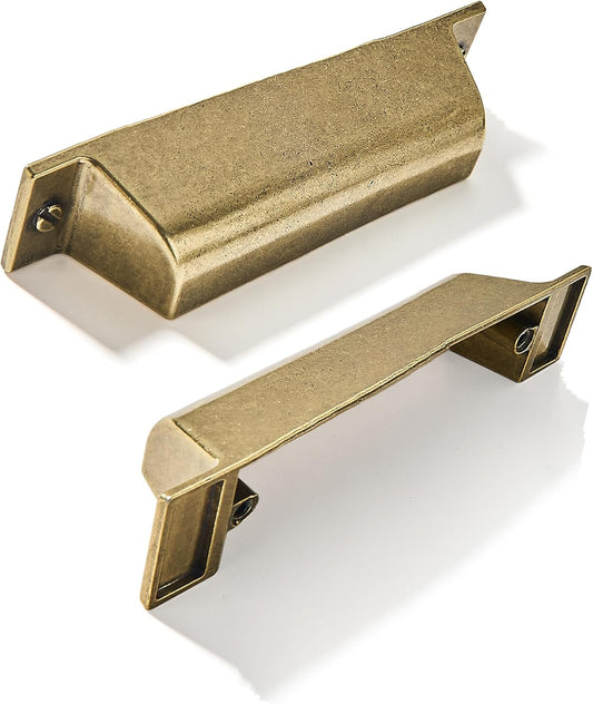 10 Pack 3 Inch Center to Center Antique Brass Cup Pulls for Drawers