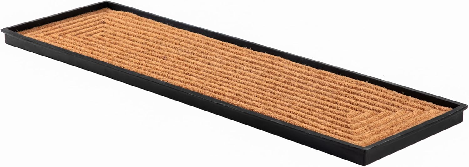 Durable Rubber Boot Tray with Coir for Entryway Organization