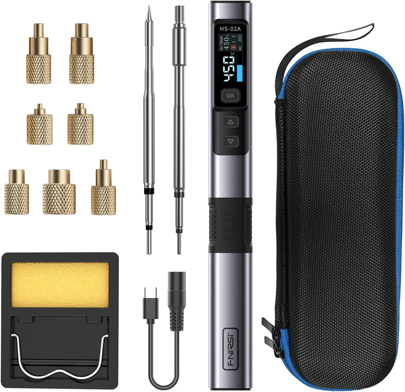 FNIRSI HS02 100W Heat Set Insert Tool & Soldering Iron Kit