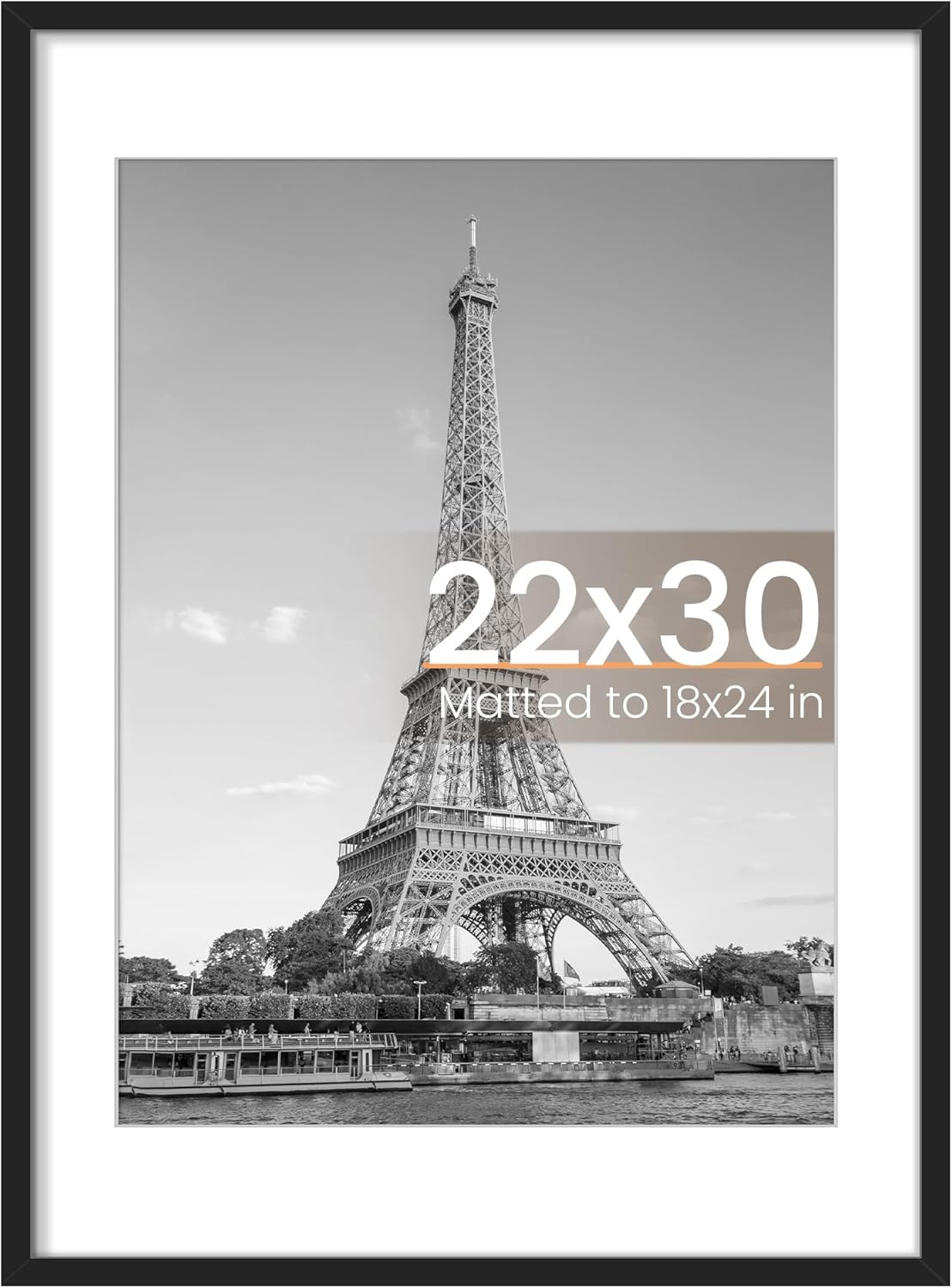 Upsimples 22x30 Picture Frame for 18x24 Photos, Black Design