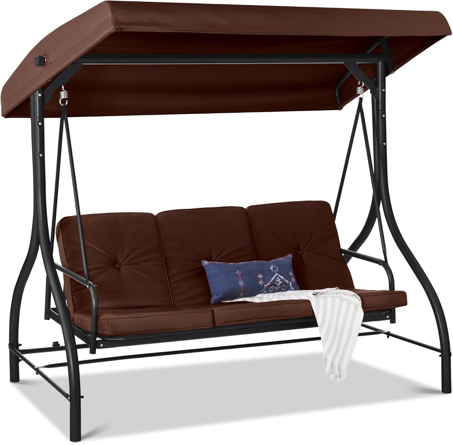 3-Seat Outdoor Canopy Swing Glider for Relaxation and Comfort