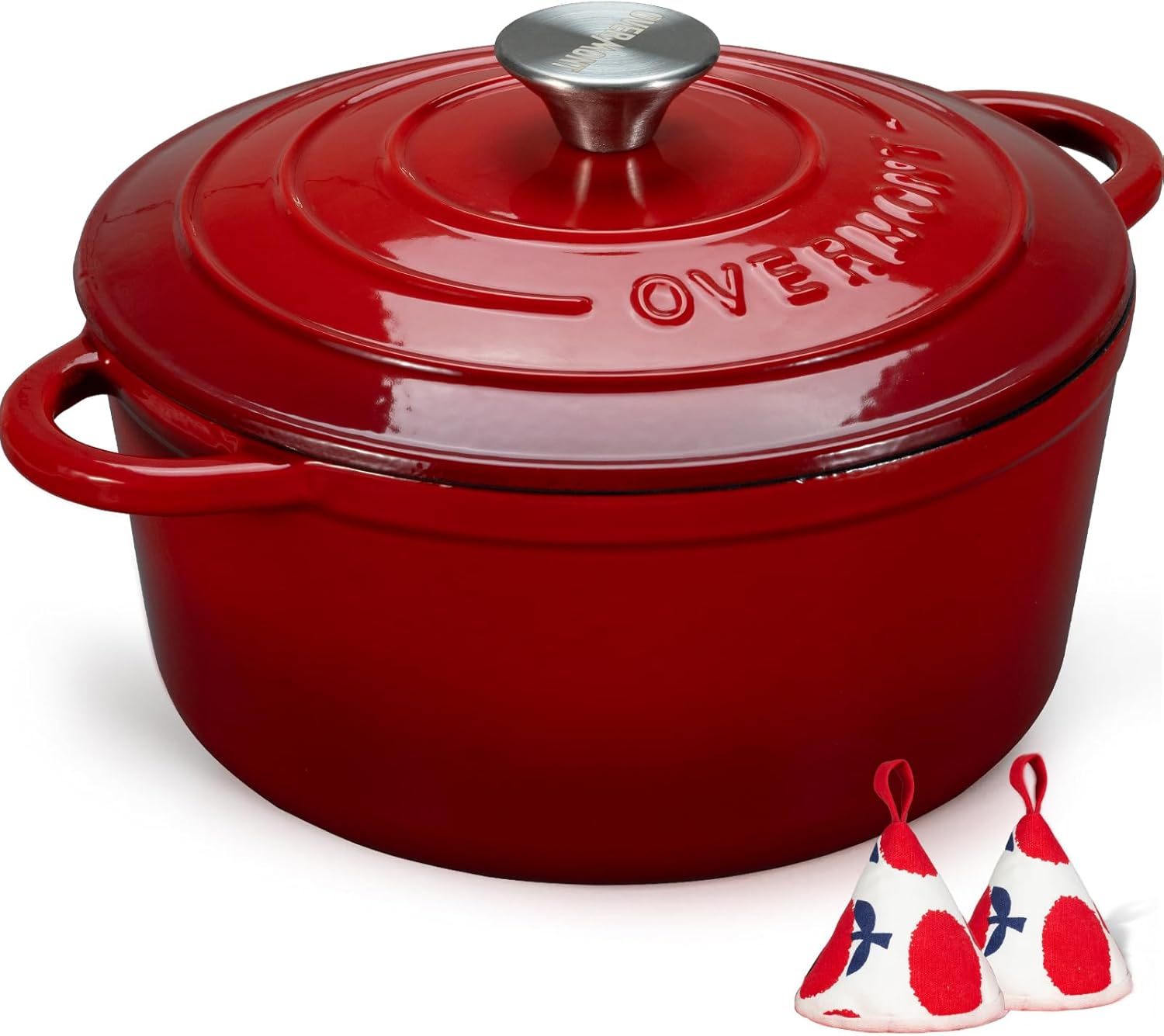 Overmont Enameled Cast Iron Dutch Oven - 7QT Pot for Cooking