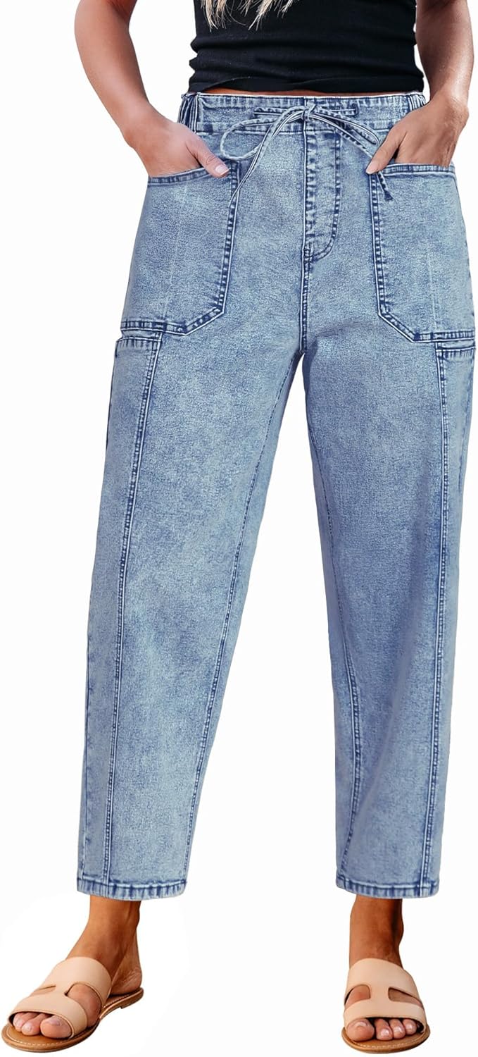 Trendy High Waisted Barrel Jeans for Women by luvamia