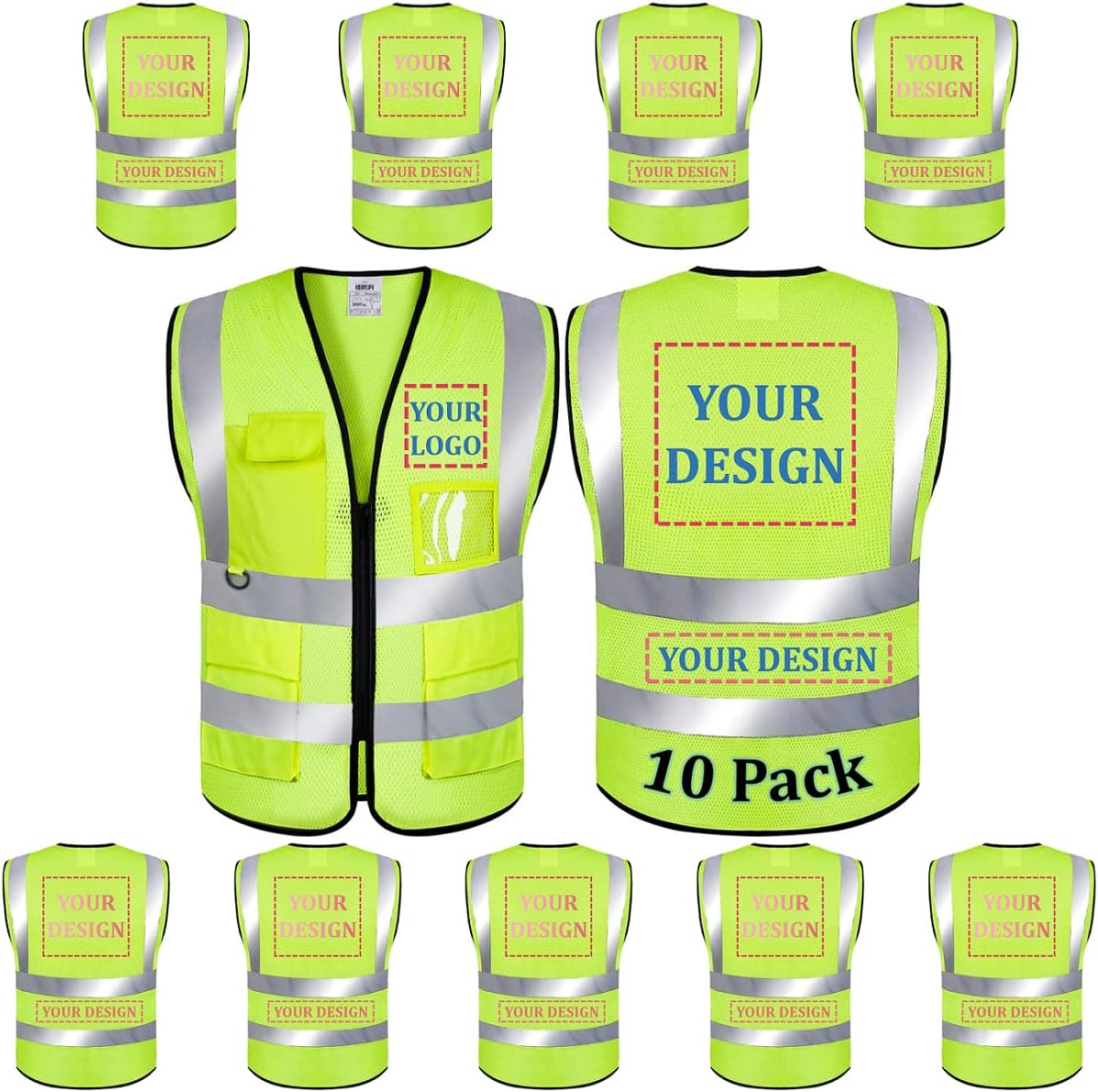 Custom Logo Mesh Safety Vest Class 2 High Visibility Reflective