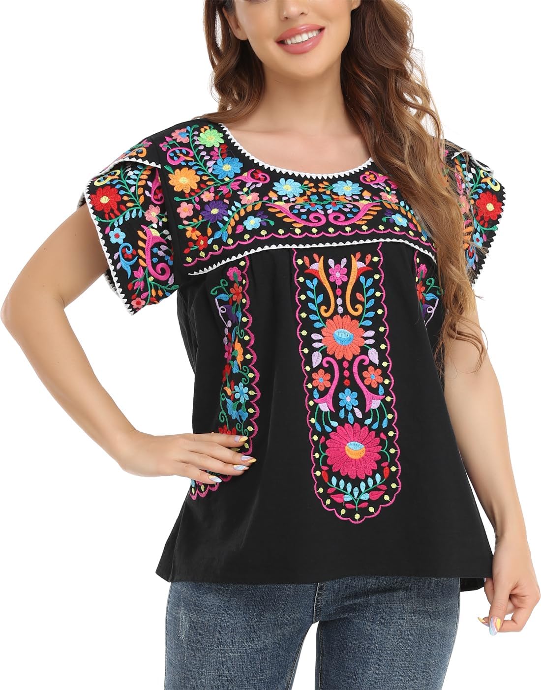 Mexican Shirts for Women: Embroidered Summer Tunic Blouse