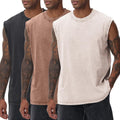 Mens Acid Wash Muscle Tank Top for Gym - Loose Fit Cotton