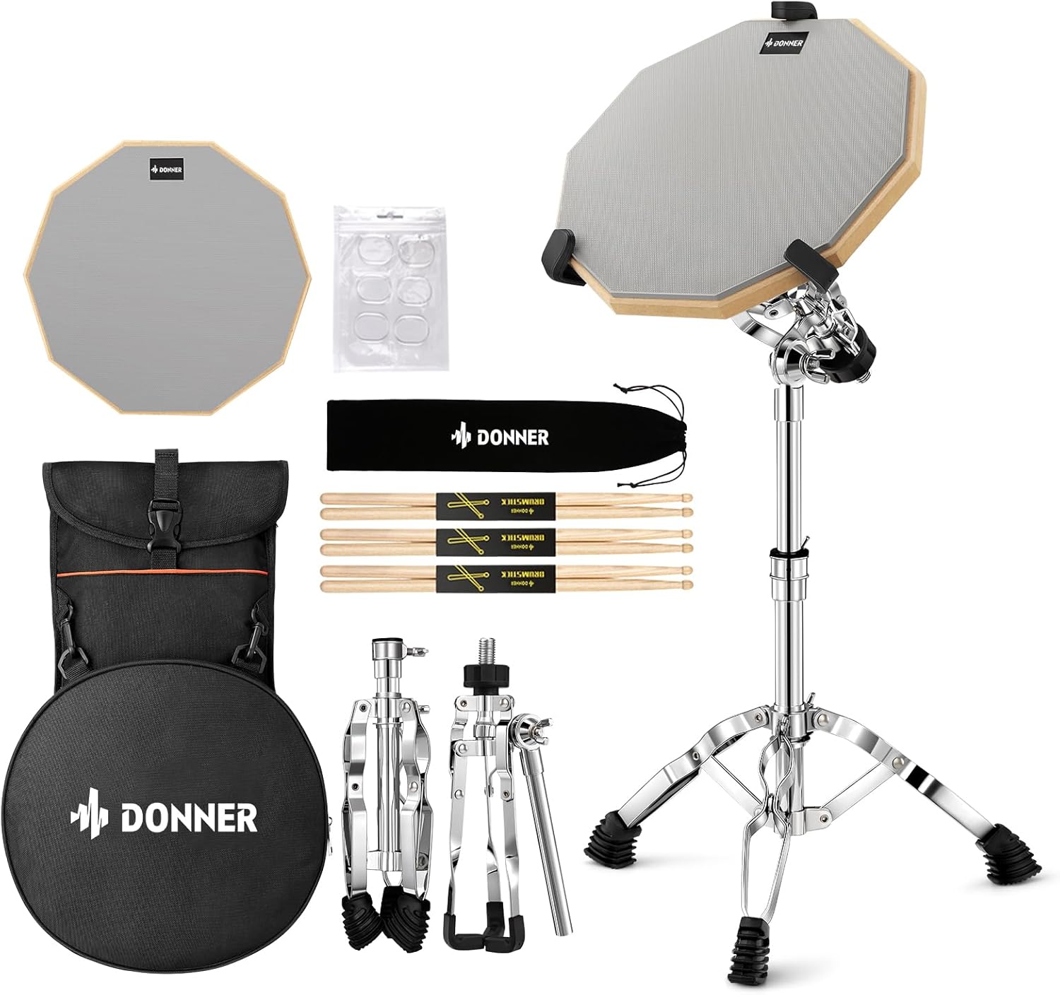 Donner Snare Drum Stand Set with 12ft' Double-Sided Pad