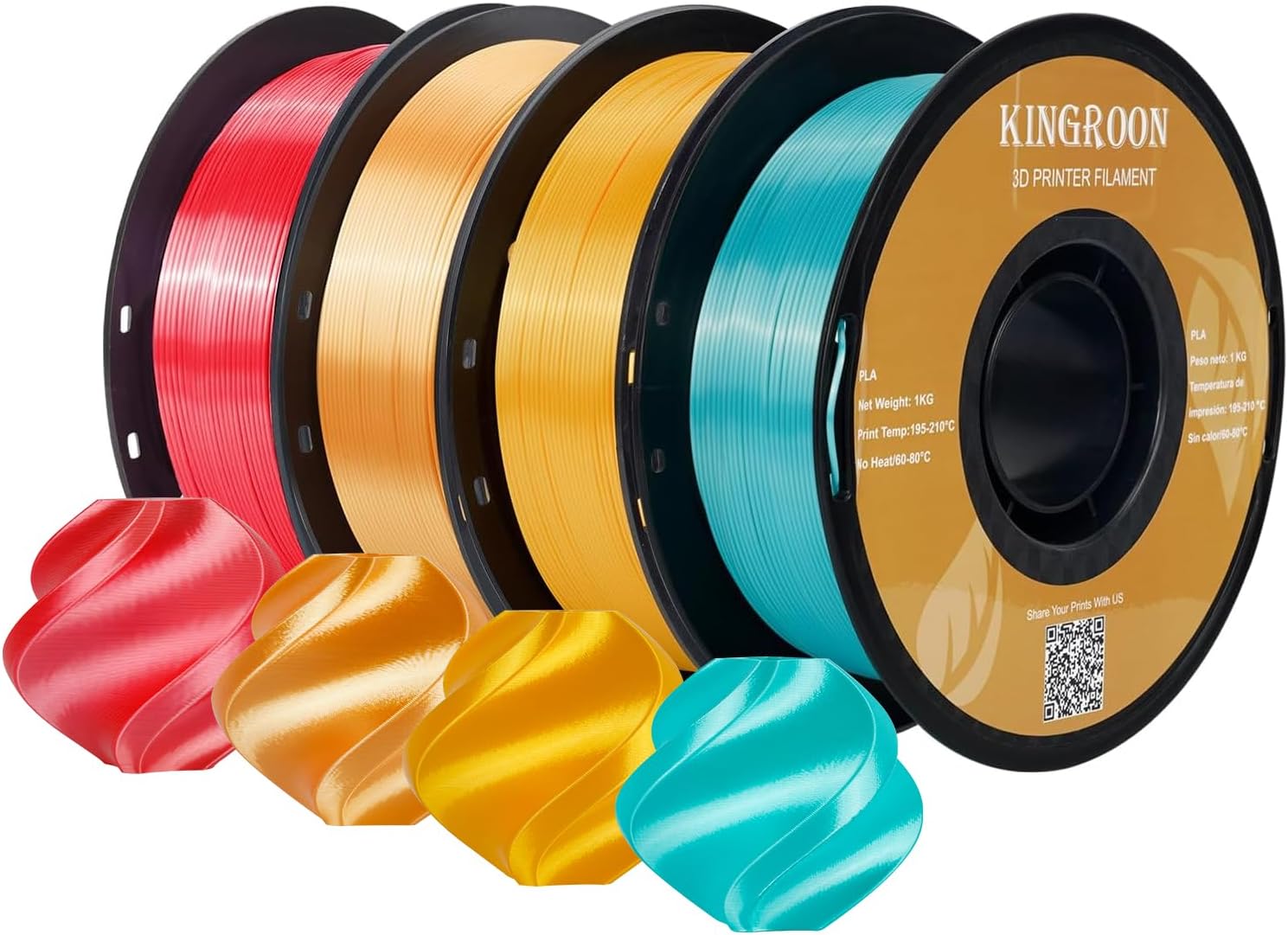 Kingroon Silk PLA Bundle 3D Printer Filament for Stunning Prints