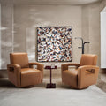 Faux Leather Swivel Chairs x2 - Comfort & Style in Lightbrown